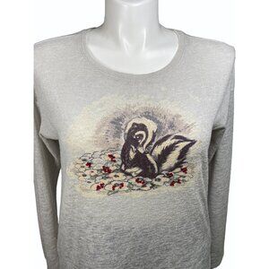 Lauren Conrad Womens Medium Disney Bambi Flower Skunk Long Sleeve Shirt Soft
